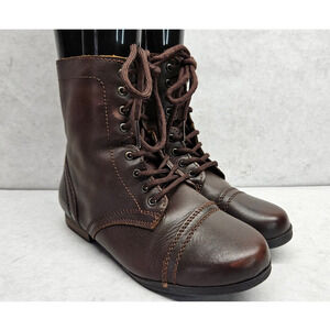 Steve Madden Jtroopa Brown Leather Zip Kids Boots Youth Size 4M